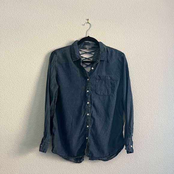 DL1961 Nassau & Manhattan Lace Up Button Front Shirt Size Small - Picture 1 of 6
